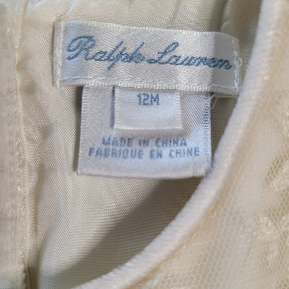 Ralph Lauren Little Girls Formal/Baptism/Christening/Holiday Dress 12M
